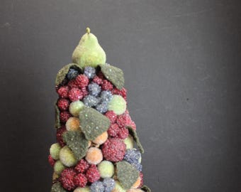 Vintage Sugared Fruit Tree 15 Inch  Apples and Pears  Warm and Welcoming