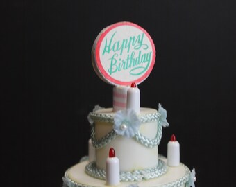 Vintage Happy Birthday Musical  Rotating Lighted Cake