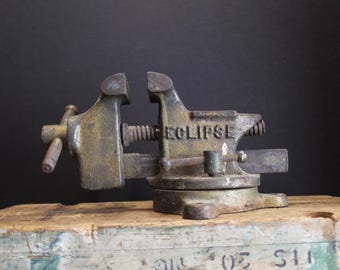 Vintage Old Gold Eclipse Swivel Vise With Anvil