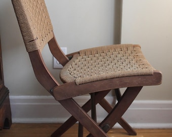 Vintage 1960s Hans Wegner Style Folding Rope Chair Japan