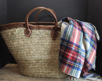 Vintage Classic Woven Bag with Leather Handles Woven Purse