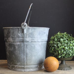 Vintage Scruffy Galvanized Bucket With Paint Splatters