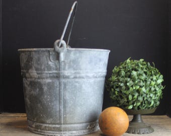 Vintage Scruffy Galvanized Bucket With Paint Splatters