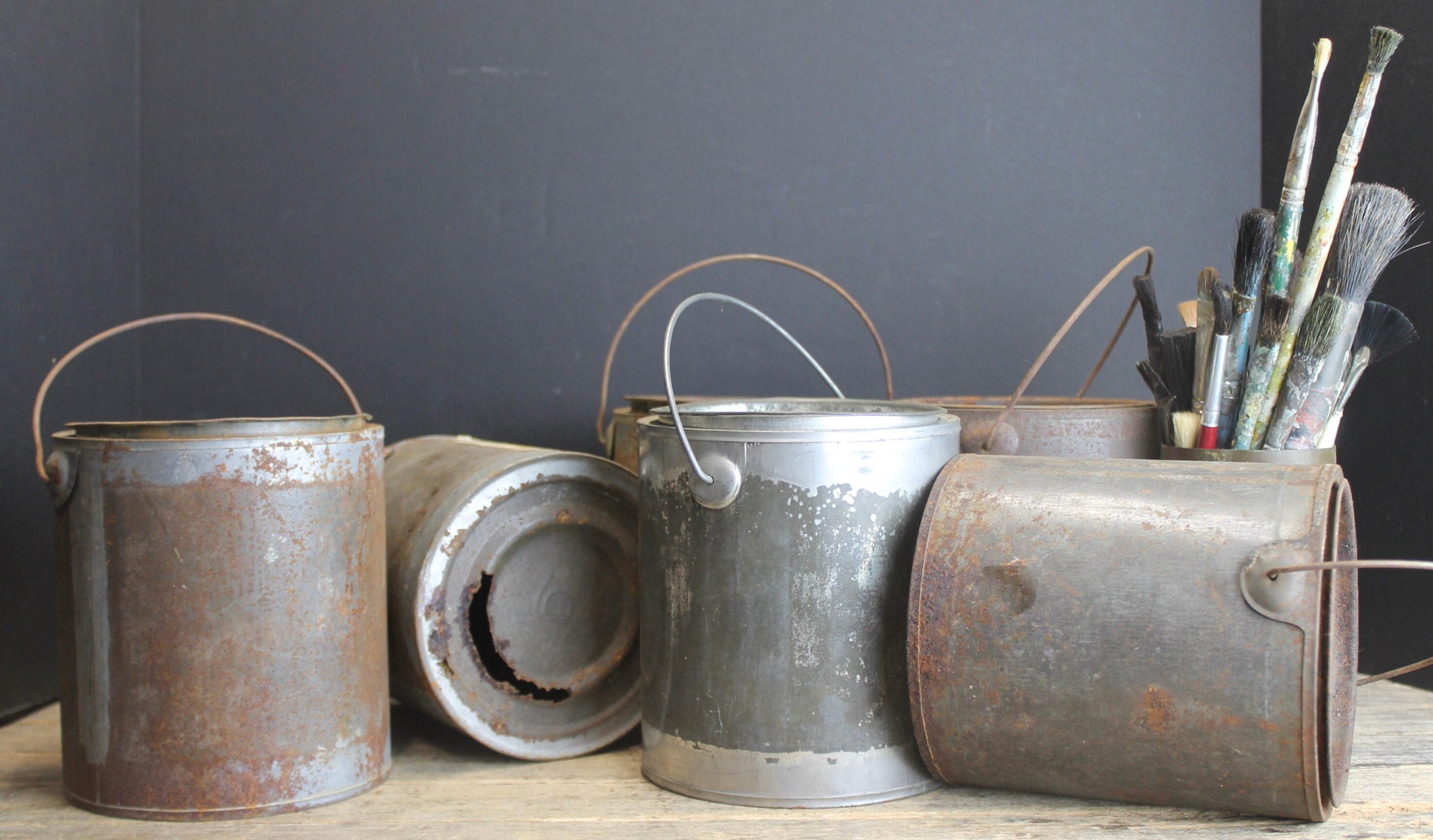 6 Vintage Quart Size Paint Cans With Handles and Lids // Etsy
