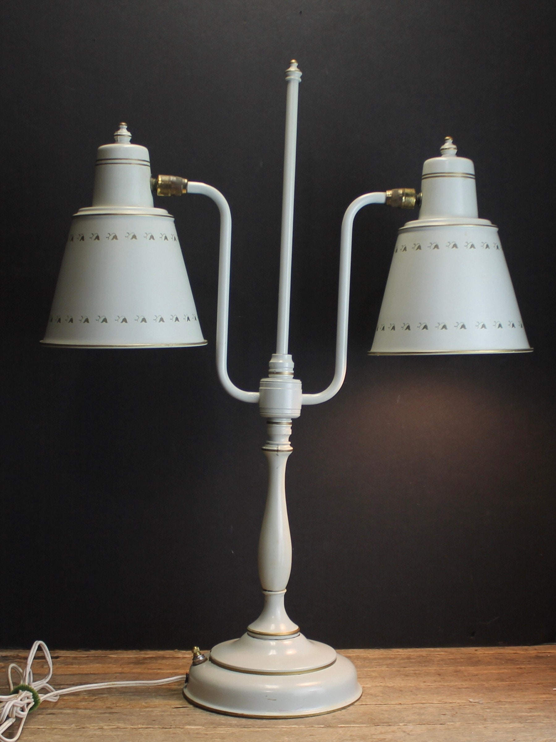 1960s Tole Painted Double Desk Lamp: Vintage Bedside Lighting - Etsy