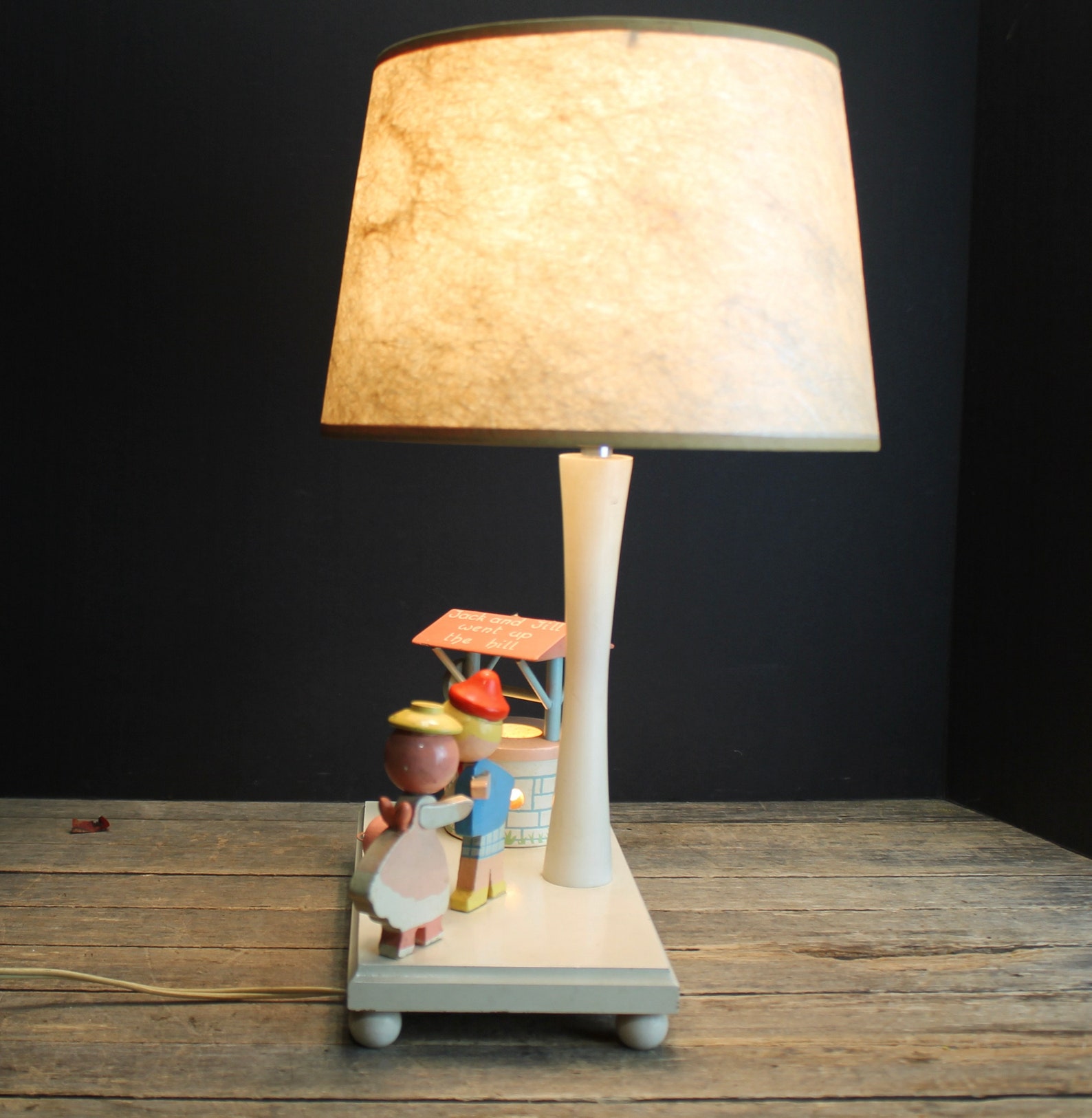 Vintage Wood Nursery Rhyme Lamp // Jack and Jill Went up the Etsy
