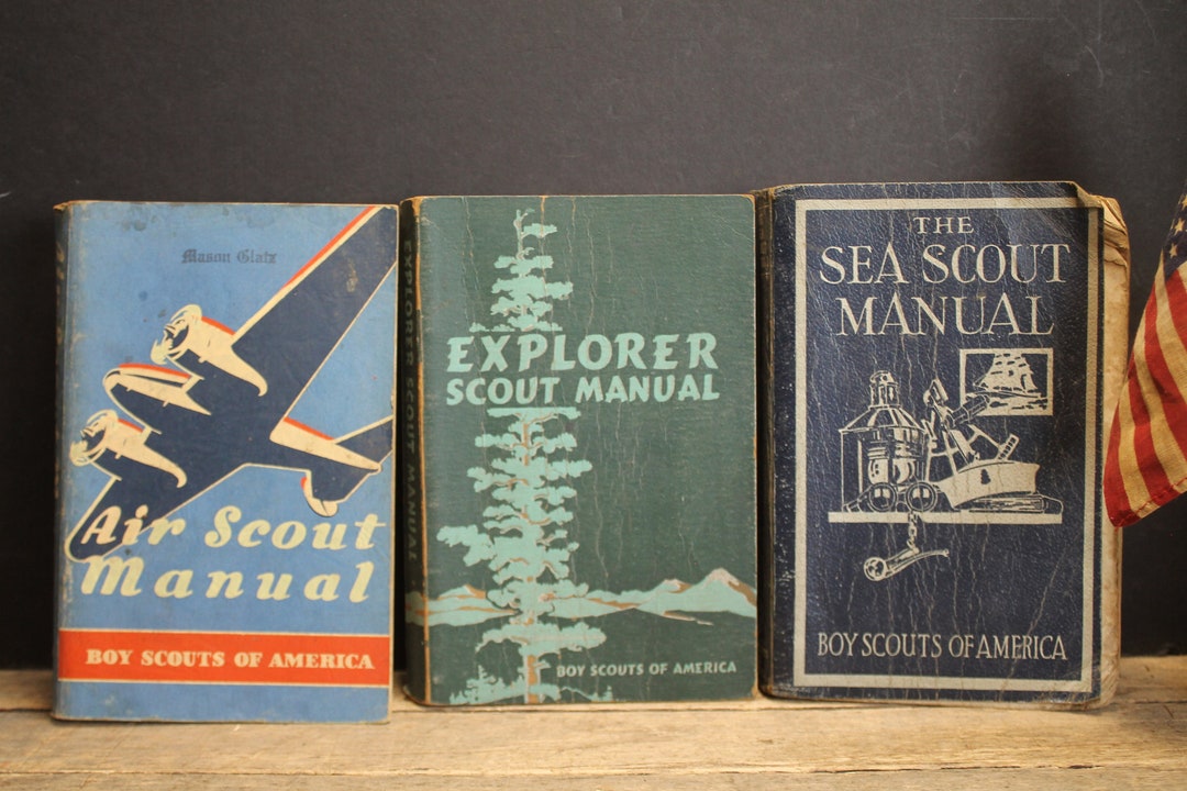 3 Vintage Boy Scouts Soft Cover Books Explorer Scout Manual, Sea Scout