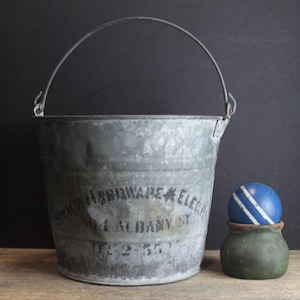 Vintage Scruffy Galvanized Bucket Old Farm House Pail