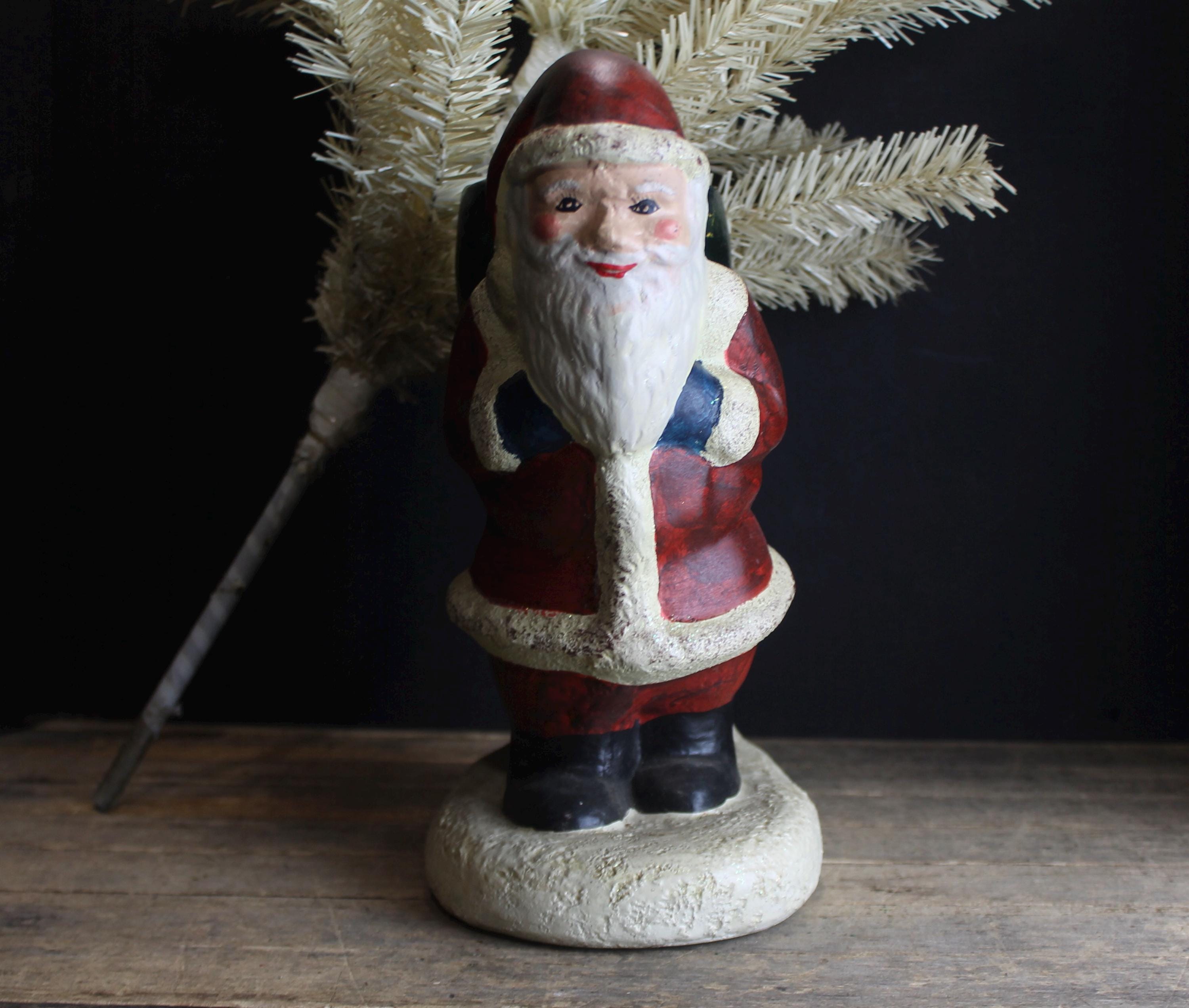 Vintage Santa Feather Tree Stand: Molded Plastic Christmas Decor