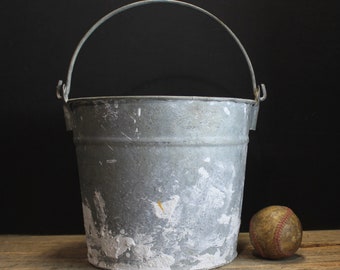 Vintage Galvanized No. 8 Bucket Old Farm House Pail With Old Paint