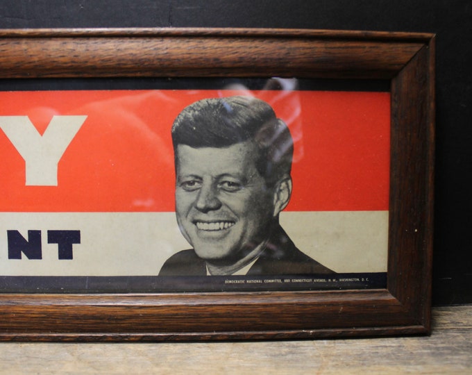 Vintage Framed John F Kennedy Bumper Sticker 1960s Etsy