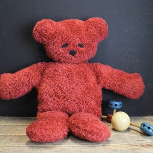 Adorable Pancake Teddy Bear North American Bear Company Dark Red