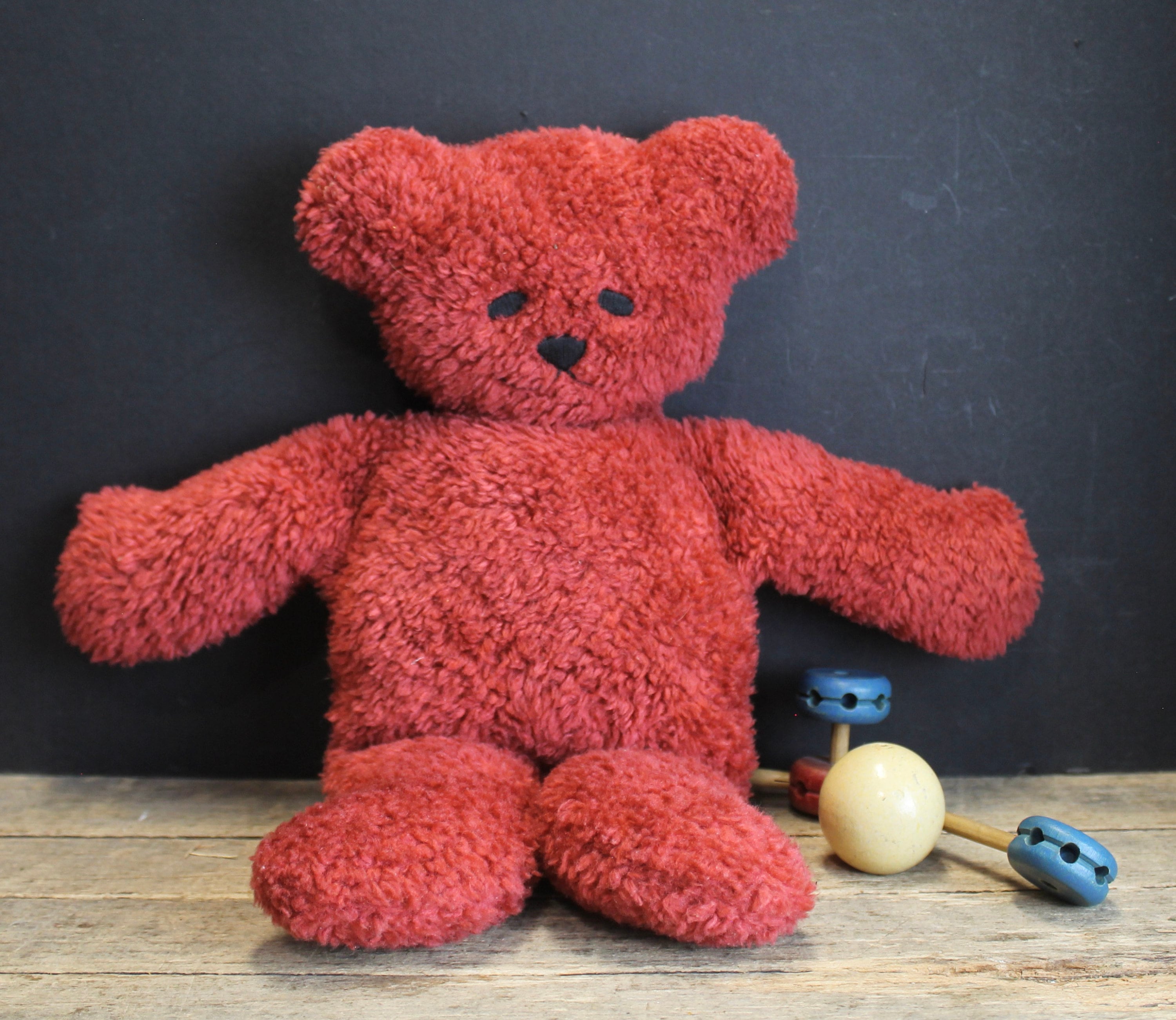 Adorable Pancake Teddy Bear North American Bear Company Dark Red