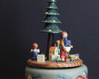 Vintage Rothenburg Kathe Wohlfahrt Wood Music Box Wooden Toys, Tree, Children