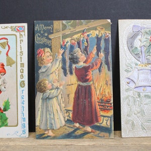 Un sacco di cartoline di Natale vintage e antiche, cartoline, cartoline effimere, biglietti di auguri
