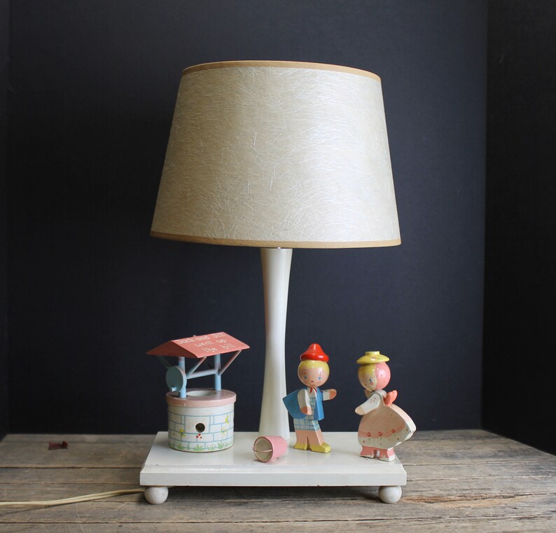 Vintage Wood Nursery Rhyme Lamp // Jack and Jill Went up the Etsy
