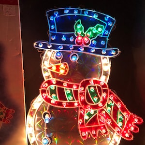 Vintage Noma 100 Light Holographic Snowman  Retro Christmas Decor Original Box