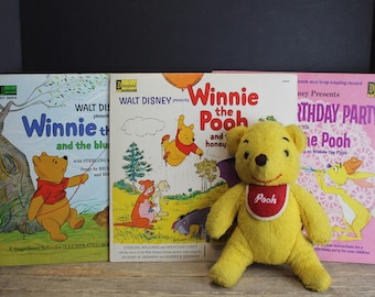 3 Vintage 1960s Winnie-the-Pooh Record 33 RPM Disneyland Records