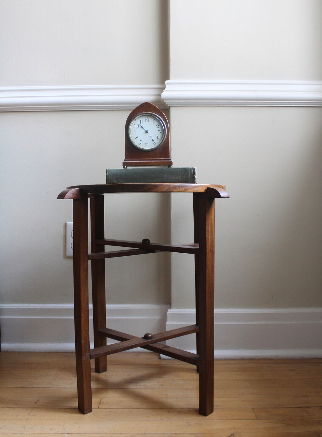 Midcentury Folding Wood Side Table Round Folding Table Etsy