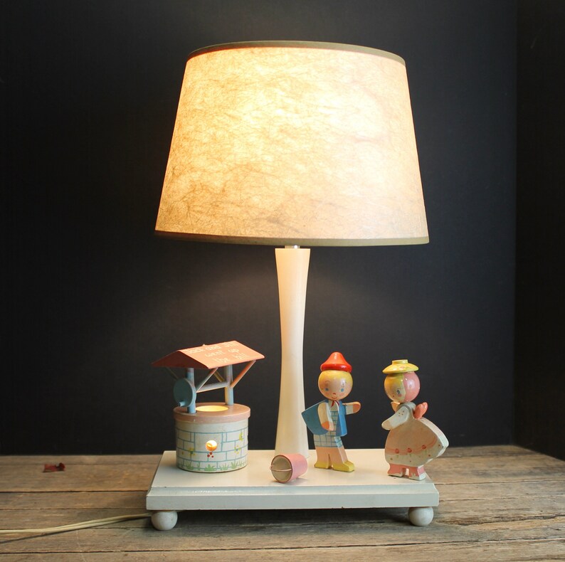 Vintage Wood Nursery Rhyme Lamp // Jack and Jill Went up the Etsy