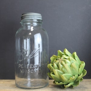 Vintage 2 Quart Ball Perfect Mason Glass Canning Jar Farmhouse Kitchen Storage Jar