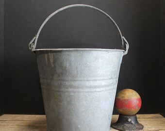 Vintage Galvanized No. 10 Bucket From Poland Garden Pail Old Mason's Farm House Pail