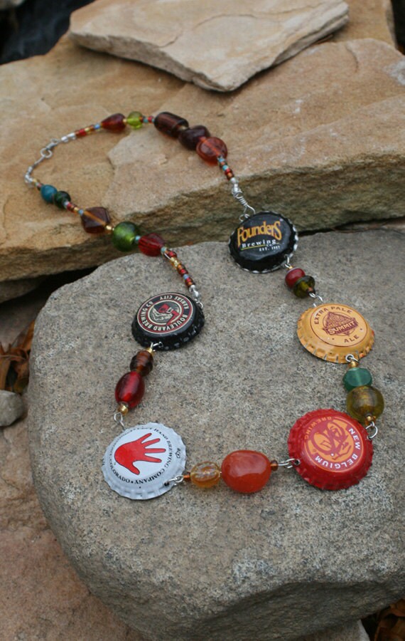 Items similar to 27" Beer Bottlecap Necklace on Etsy