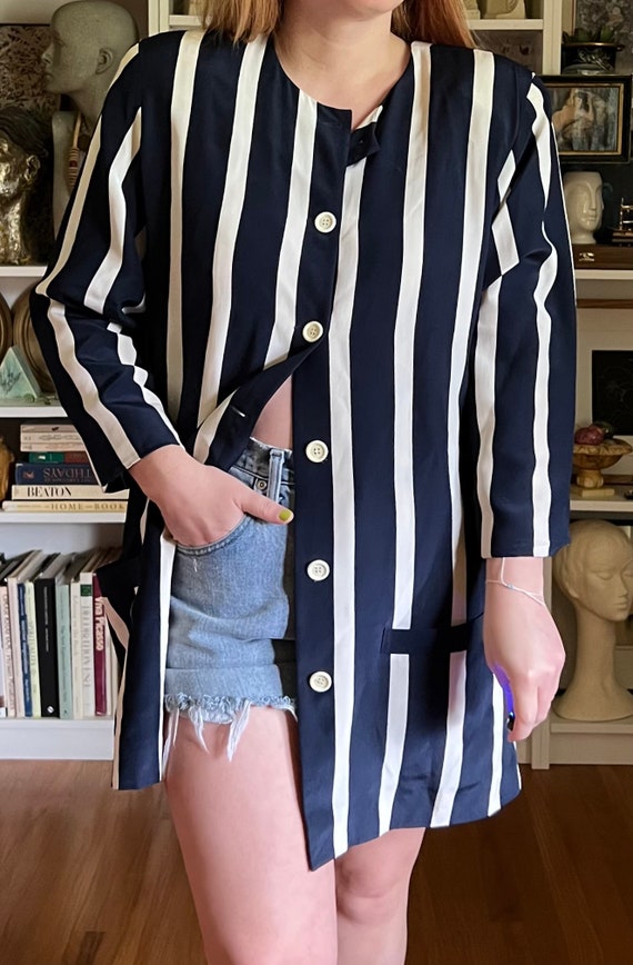 Vintage 1990s Neiman Marcus Silk Striped Blazer