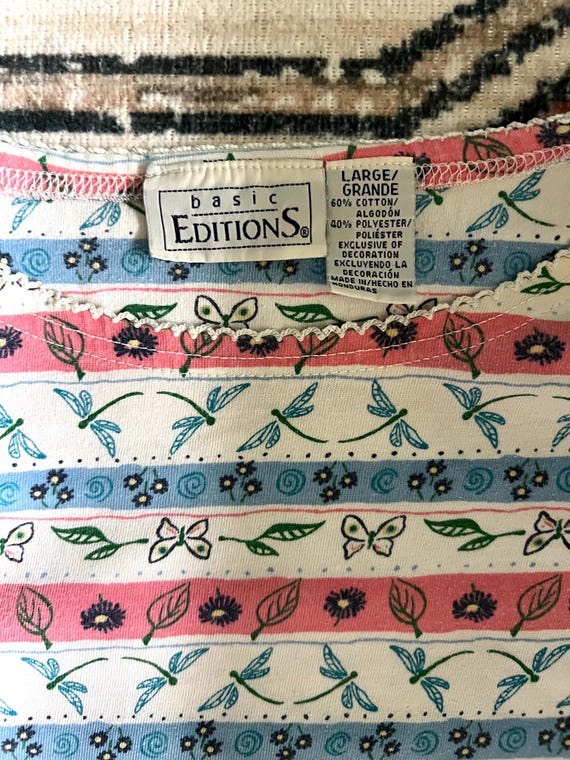 Vintage 1990s Basic Editions Dragonfly Striped Ts… - image 6