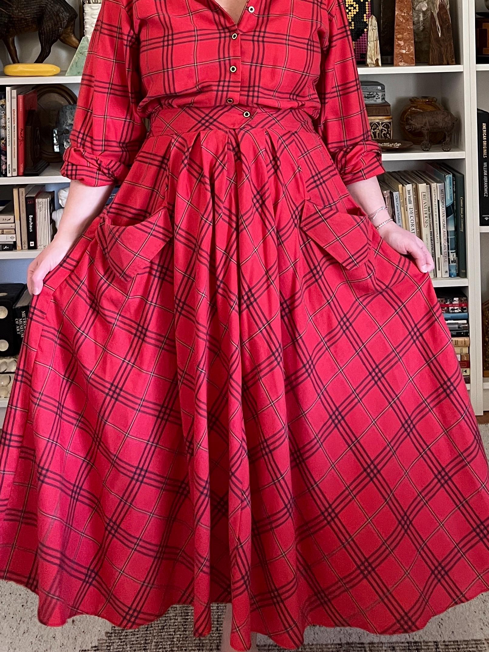 Red Plaid Maxi Dress - Etsy