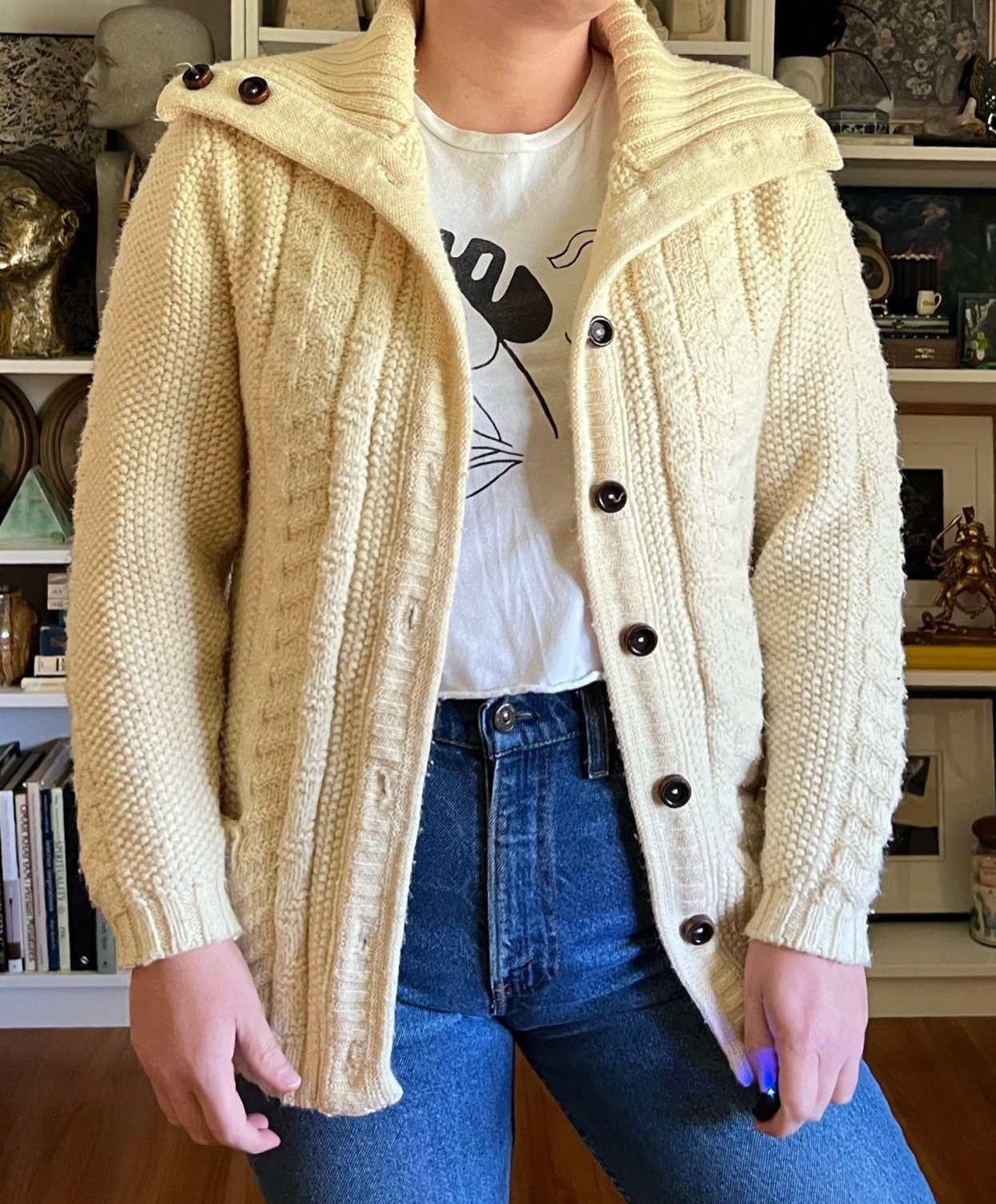 Big Button Cardigan - Etsy