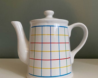 Vintage Ceramic Grid Teapot