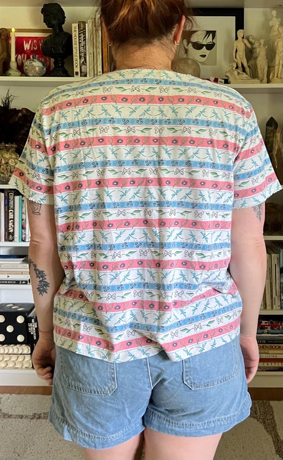 Vintage 1990s Basic Editions Dragonfly Striped Ts… - image 5