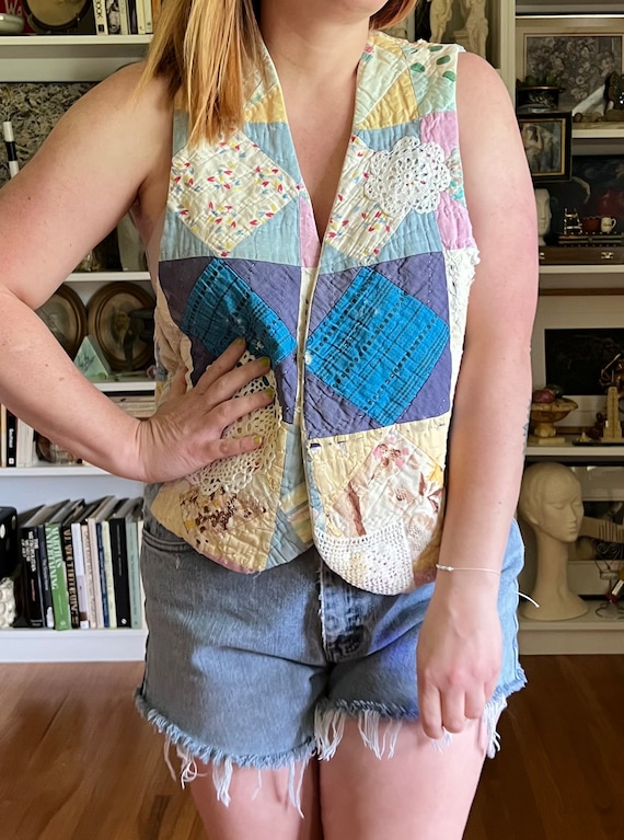 Vintage Handmade Quilted Patchwork Vest