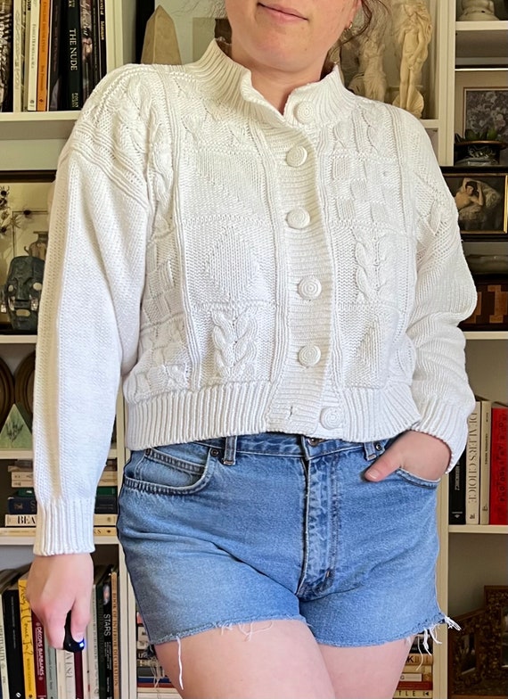 Vintage 1990s White Casual Corner Cropped Button K