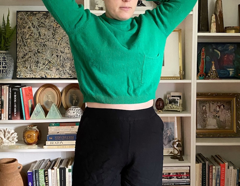 Vintage 1990s United Colors of Benetton Green Wool Cropped Sweater