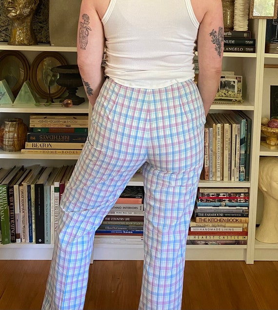 Vintage 1970s Pastel Plaid Pants - image 9