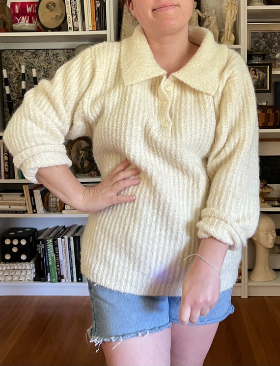 Vintage Ivory Collared Sweater - image 1