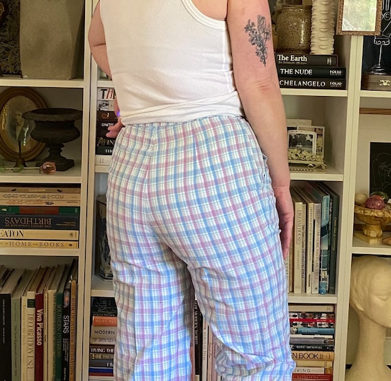 Vintage 1970s Pastel Plaid Pants - image 8