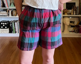 Vintage 1980s Plaid Shorts