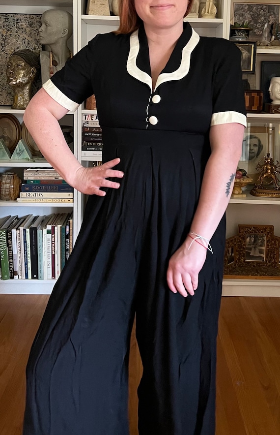 Vintage 1990s Black and White Jumpsuit