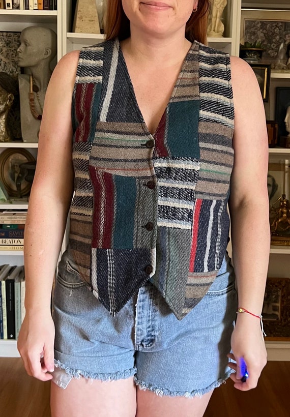 Vintage 1990s Patchwork Tapestry Vest