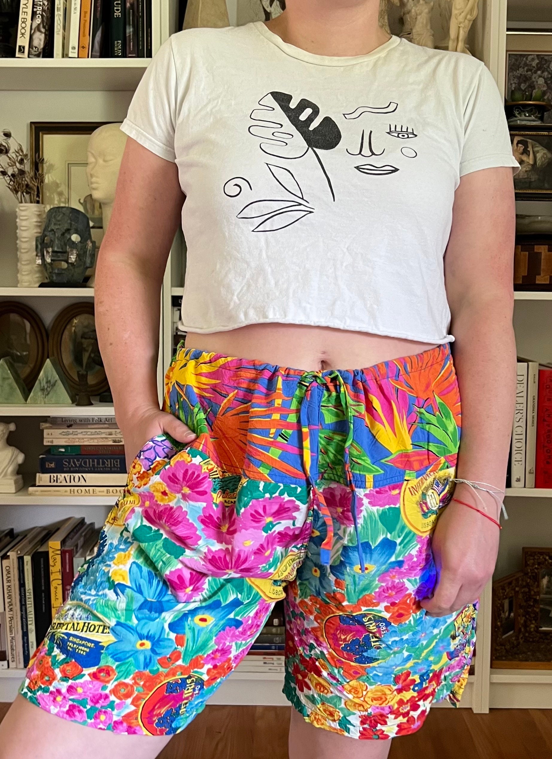 Vintage Jams World Shorts Junior Varsity Drawstring Funky Colorful Geometric Shorts