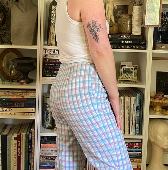 Vintage 1970s Pastel Plaid Pants - image 1