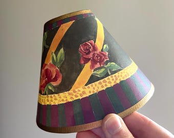 Vintage Red Rose with Gold Trim Paper Clip On Lampshade