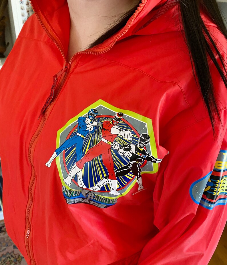 Vintage 1998 Power Rangers Rain Jacket Coat \u2014 Youth Size 14