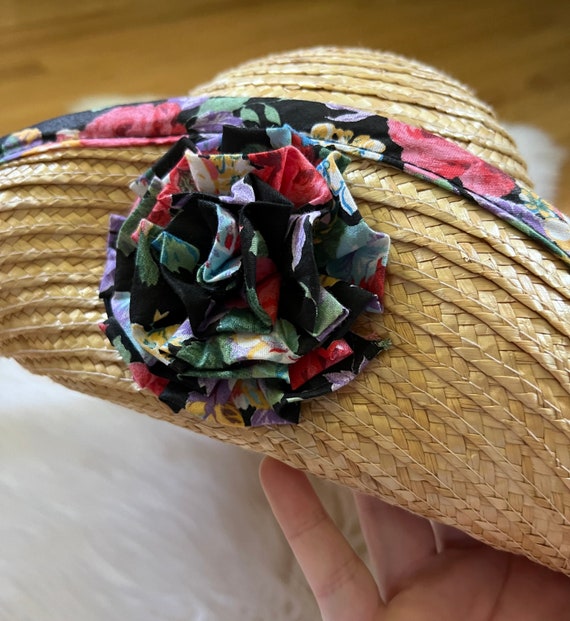 Vintage 1990s Woven Floral Sun Hat - image 4