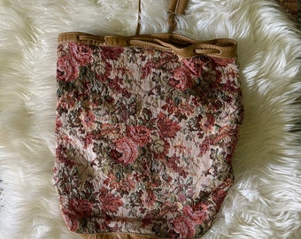 Vintage 1990s Passports Pier One Floral Backpack Purse