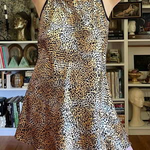 Vintage 1990s Leopard Slip Dress Lingerie