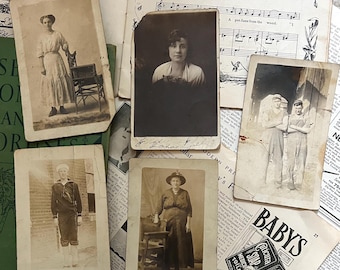 Vintage RPPC Portrait Photographs Set: Black & White Ephemera